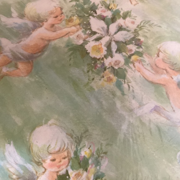 BABY SHOWER Gift Wrap Boy Girl Wrapping Paper 1960 RETRO Vtg SEALED BABY ANGELS - Picture 4 of 8